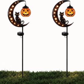 Pumpkin Moon Garden Stake Light, Halloween Lights, Halloween Decorations (Option: Black)