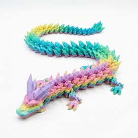 Colorful Articulated Crystal Dragon 3D Printed Flexible Fantasy Dragon Desktop Decor Collectible Display (Option: Fantasy Dragon-PLA)