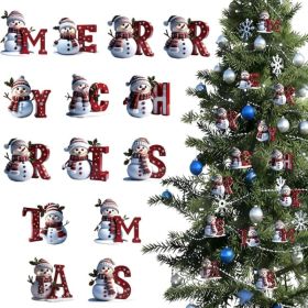 14 Pcs Christmas Snowman Ornaments Decorations Cute Snowman With Red Merry Christmas Letter Designs Mini Xmas Tree Hanging (Option: White)