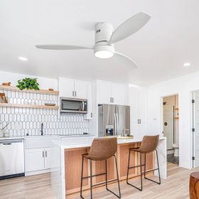 52 Inch Indoor Outdoor Ceiling Fan Solid Wood Fan Blade Noiseless Reversible Motor Remote Control With Light (Option: As Pic)