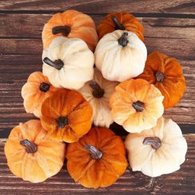 Pumpkin Decor 12pcs Artificial Velvet Fall Thanksgiving Decoration (Option: MULTI)