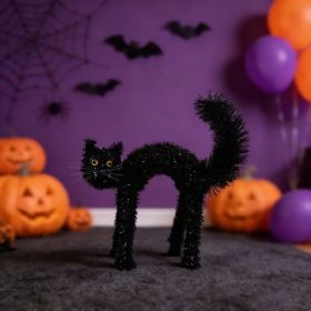 Tinsel Scaredy Cat Decoration, Black, 15  Halloween By Way To Celebrate (Option: Black)