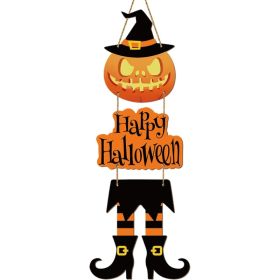 Halloween Door Decorations Halloween Wreath Witch Halloween Door Sign (Option: Orange)