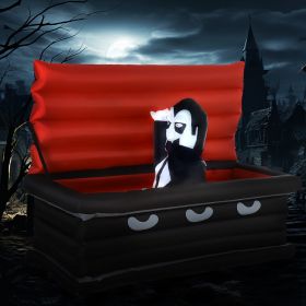 Halloween Inflatable Vampire In Coffin With LED Lights, 6FT Spooky Blow Up Yard Decoration For Outdoor Lawn Party---Unavailable Platform-TikTok (Option: A)