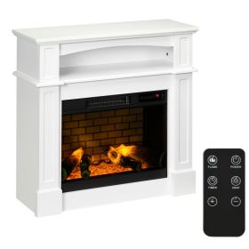 32" Electric Fireplace with Mantel, Freestanding Heater with LED Log Flame, Shelf and Remote Control, 1400W, White (Option: White-900x660x450 mm)