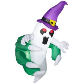 4FT Halloween Inflatable Ghost With Purple Witch Hat Green Claw Built-in LED Lights Window Outdoor Decor---Unavailable Platform-Temu&Walmart&TikT (Option: A)