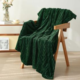 Fleece Throw Blanket Dark Green 50 60 With Square Grid Design (Option: Green)