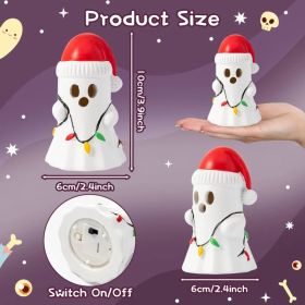 Christmas Ghost Decor - Halloween White Ghost with Santa Hat Led Night Light Little Boo Figurine Statue Festival Lamp Table Topper Decoration for (Option: Christmas Ghost Figurine)
