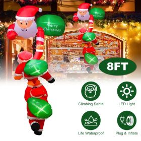 8FT Climbing Inflatable Santa Claus with Light Hanging Blow Up Christmas Inflatable Indoor Outdoor Christmas Decorations 3 Santa Claus 3 Merry Ch (Option: Multicolor)