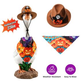 Porch Goose Halloween Costume for 23" Goose Statue Sparkling Sequin Goose Costume with Pumpkin Spider Wizard Hat Halloween Yard Decor (Option: Type 2)