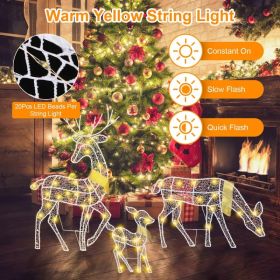 3 Sets of Reindeer Family Lighted 2D Christmas Deer Decoration Warm Yellow Light 3 Lighting Modes Buck Doe Fawn Indoor Outdoor Christmas Decorati (Option: White)