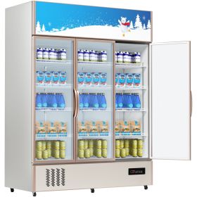 Commercial Refrigerator,Display Fridge Upright Beverage Cooler, Glass Door with LED Light for Home, Store, Gym or Office (Default: Default)
