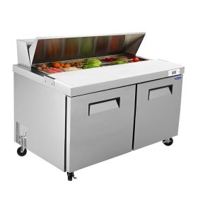 Orikool 60 IN Commercial Refrigerators Sandwich&Salad Prep Table with a Butcher Block Cutting Board, Protection Lid, Cold Storage, ETL Certified (Color: Silver)