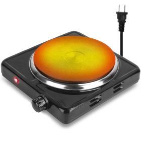 1500W Electric Single Burner Portable Heating Hot Plate Stove Countertop RV Hotplate with Non Slip Rubber Feet 5 Temperature Adjustments (Option: 1500W-Black)
