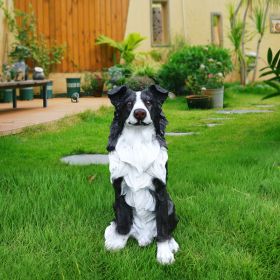 Outdoor Garden Border Collie Dog Statue Greeter  Dog Welcome Sign Garden Decor – Cute Puppy Sculpture (Option: Black)