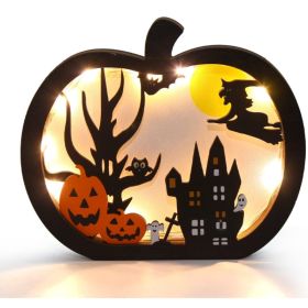 Halloween Wooden Table Sign, Light Up Pumpkin Table Centerpiece Topper For Halloween (Option: Upgrated)