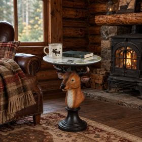 Deer Head Accent Table Animal Statue End Tables Livingroom (Option: Brown)