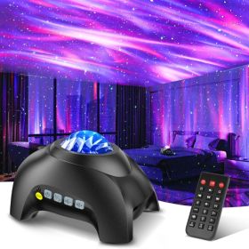 Northern Galaxy Aurora Projector, 33 Light Effects LED Star & Nebula Night Light, Bluetooth Speaker With Remote Control & White Noise (Option: Black)